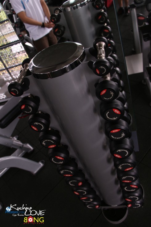 Dumbbells in numerous size on a proper rack